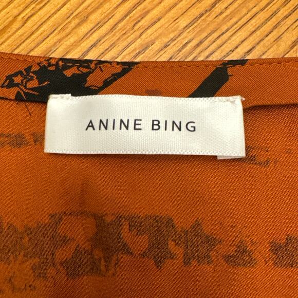 Anine Bing Penelope Wrap Orange and Black Tiger Print Silk Dress Small - Picture 9 of 10